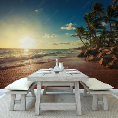 Fototapeta Krajobraz rajskiej plaży na tropikalnej wyspie