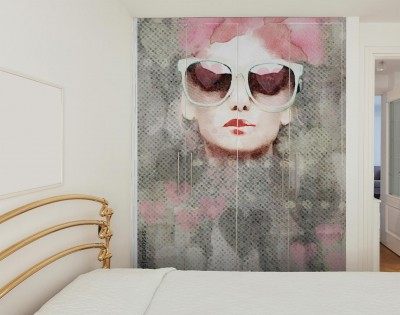 Naklejki na meble Portret w okularach - akwarela