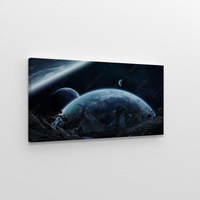 Obraz na płótnie Cel Ziemia - Widok z asteroidy