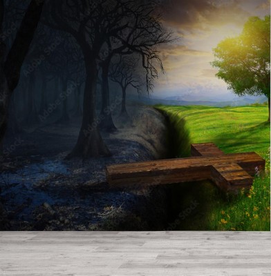 Fototapeta Krzyż mostem i drogowskazem