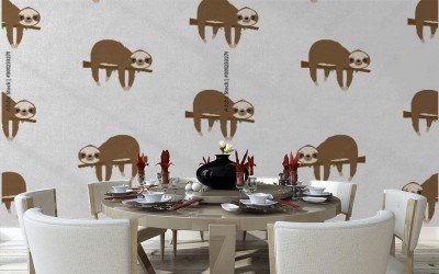 Fototapeta  z leniwcem wiszącym na drzewie