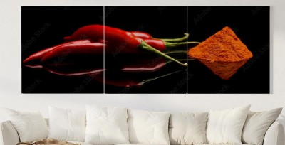 Obrazy do salonu Papryka chili i pieprz Cayenne na czarnym tle