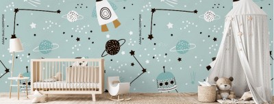 Tapeta z pastelowym wzorem do pokoju dziecięcego