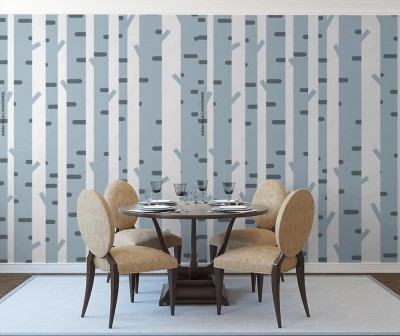 Tapeta z wzorem płaskiej ilustracji brzozy