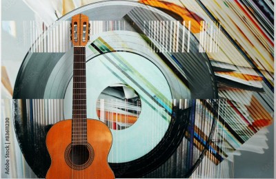Fototapeta Abstrakcyjne tło muzyczne z płyt winylowych