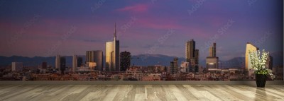 Fototapeta Mediolańska linia horyzontu na tle Alp