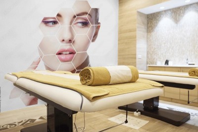 Fototapeta Portret młodej, zdrowej i pięknej dziewczyny  Koncepcja chirurgii plastycznej, liftingu skóry, spa, kosmetyków i medycyny