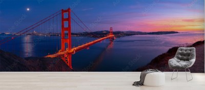 Fototapeta Księżyc nad mostem Golden Gate w San Fransisco