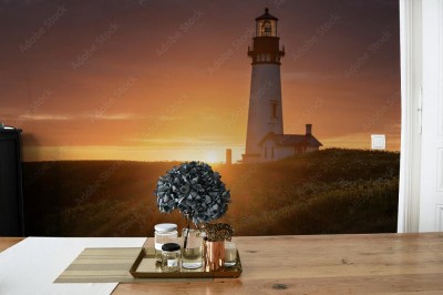 Fototapeta Latarnia morska Yaquina Head o zachodzie słońca