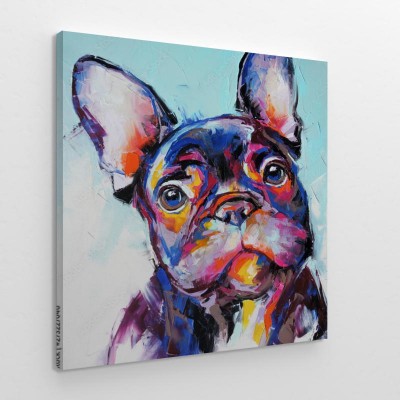 Obraz na płótnie Olejny portret psa w wielokolorowych odcieniach