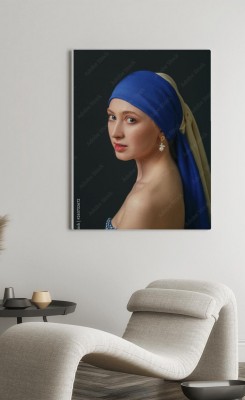 Obraz na płótnie Portret kobiety z perłą inspirowany obrazem wielkiego barokowo-renesansowego artysty Jana Vermeera