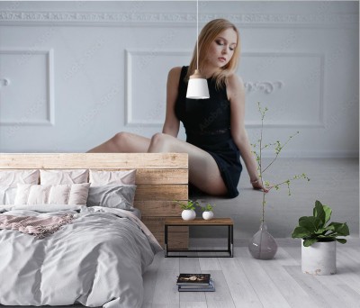 Fototapeta Piękna dziewczyna w seksownej krótkiej sukience