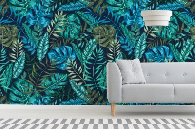 Tapeta artystyczny z tropikalnym wzorem dżungli