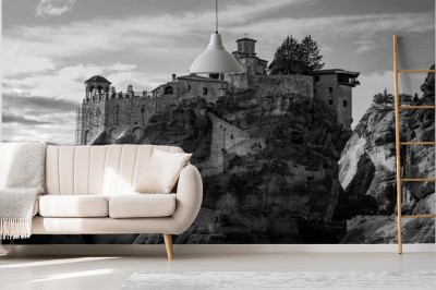 Fototapeta Czarno-białe zdjęcie Świętego Klasztoru Varlaam