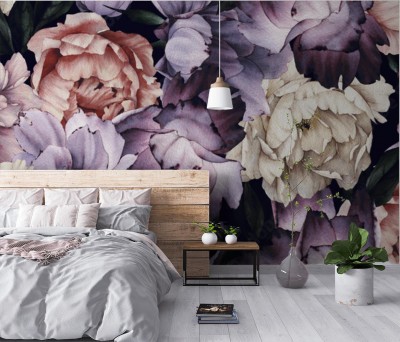 Fototapeta Kwiatowy wzór florystyczny stworzony akwarelą