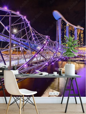 Fototapeta Most Helix z Marina Bay Sands w tle