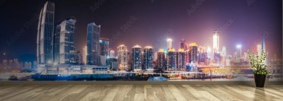 Fototapeta Miasto Hong kong widziane nocą