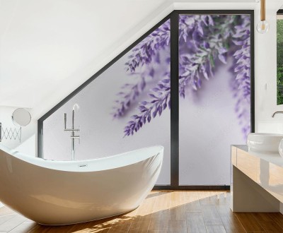 Naklejka na okno łazienkowe Kwiat lawendy