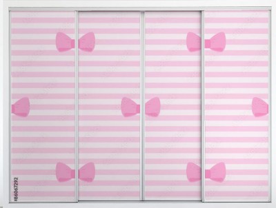 Naklejka na szafę w Różowe kokardy do pokoju dziewczynki