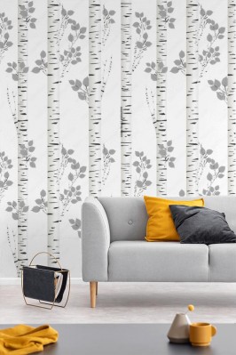 Fototapeta z Białą brzozą na białym tle