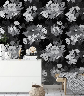 Fototapeta z ciemnym tłem pod telewizor w salonie