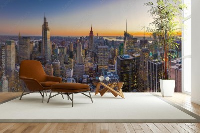 Fototapeta Panoramę budynków Manhattanu w Nowym Jorku w 2020 roku