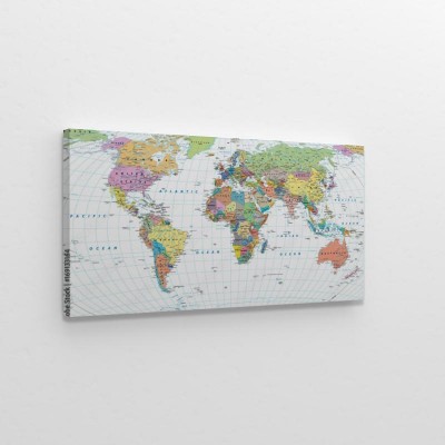 Obrazy do salonu Kolorowa mapa świata - granice, kraje, drogi i miasta