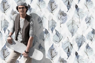 Fototapeta z liściem malowanym akwarelą