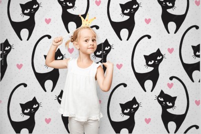 Fototapeta dla dziewczynki w koty z różowym serduszkiem