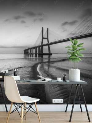 Fototapeta Most Vasco da Gama w czerni i bieli