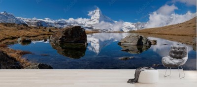 Fototapeta Panorama odbicia Matterhorn w Stellisee