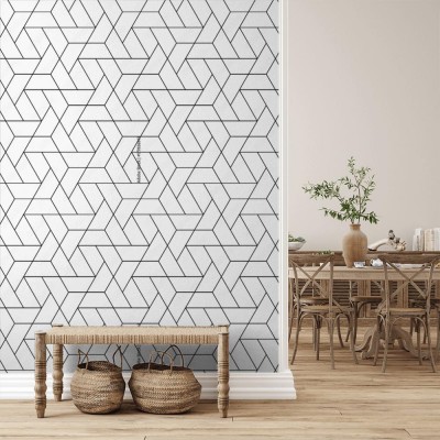 Fototapeta Czarne linie tworzące mozaikę na białym tle