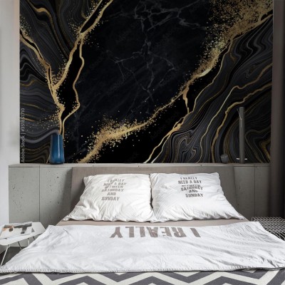 Fototapeta Czarny marmur i złote żyły