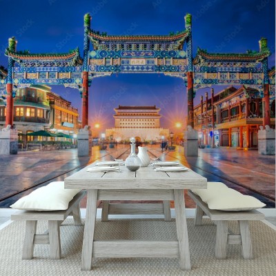 Fototapeta Jianlou widziany przez Zhengyang Gate, Pekin, Chiny
