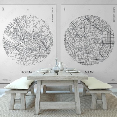 Fototapeta miejski plan ulic miasta Florencja i Mediolan