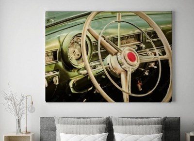 Obraz na płótnie Retro stylizowany wizerunek wnętrza klasycznego samochodu