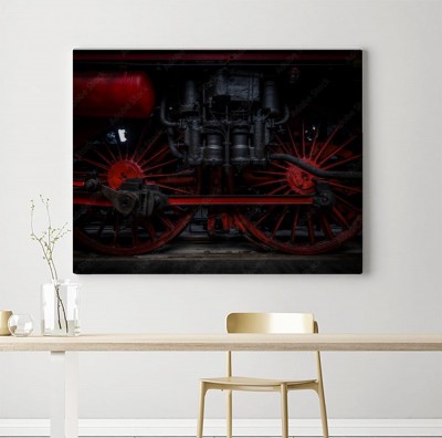 Obraz na płótnie Koła lokomotywy parowej