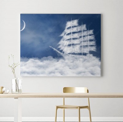 Obraz na płótnie Statek w chmurze