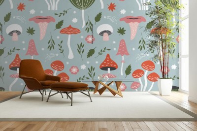 Tapeta z wzorem w muchomory