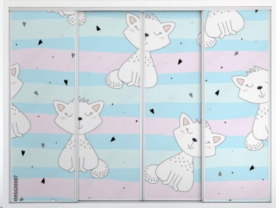 Naklejka na szafę Słodki kociak w pastelowych kolorach 