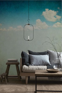 Fototapeta do sypialni z pochmurnym niebem w wydaniu retro