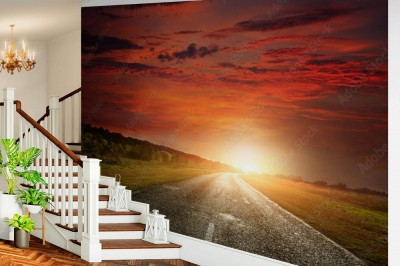 Fototapeta Droga 3D podczas zachodu słońca