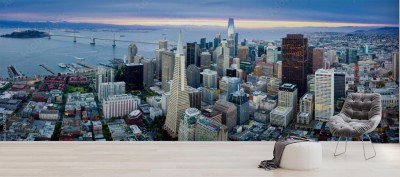 Fototapeta Widok na panoramę San Francisco o wschodzie słońca