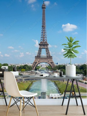 Fototapeta Wieża Eiffla i fontanny Trocadero w mieście Paryż