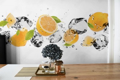 Fototapeta Świeże cytryny z lodem i miętą 