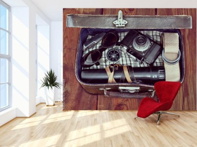 Fototapeta Walizka ze sprzętem retro