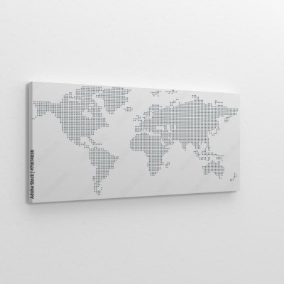 Obrazy do salonu Mapa świata ułożona z szarych kropek