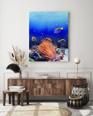 Obrazy do salonu Podwodna scena z tropikalną ryba