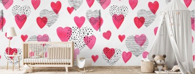 Fototapeta dla dziewczynki z wzorem z serduszek