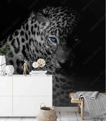 Fototapeta Czarno-biały Portret lamparta